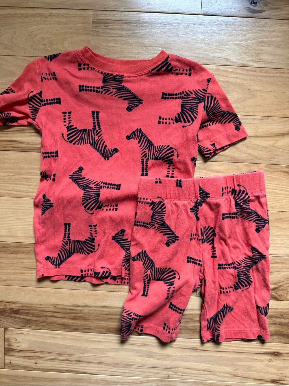 Coral Zebra-Print Kids Pajama Set
